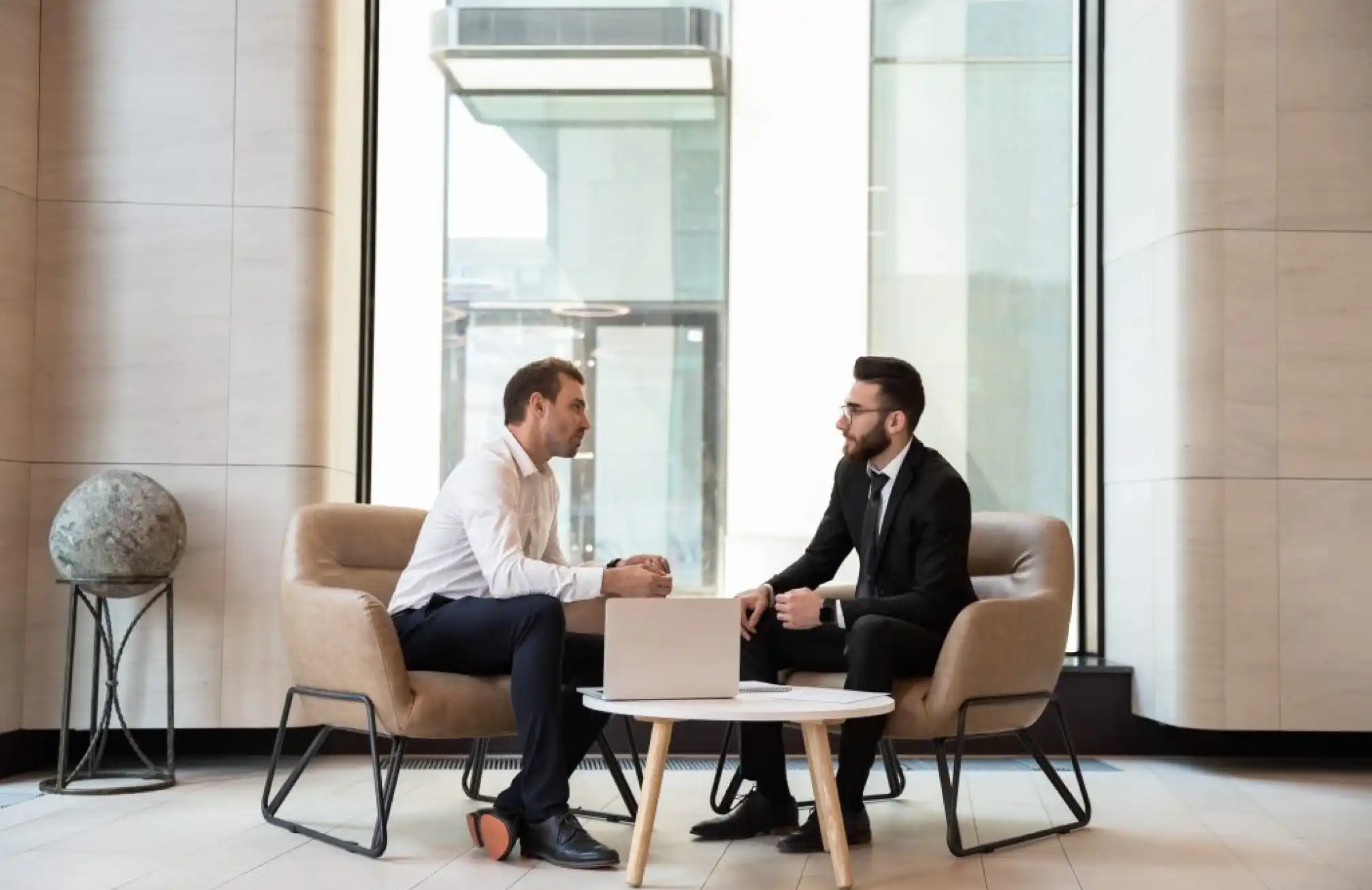 two men are talking