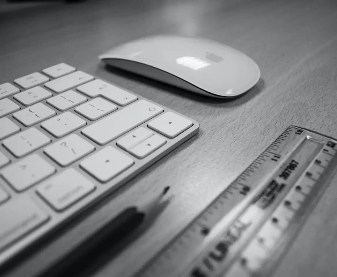 a mouse and keyboard on the table
