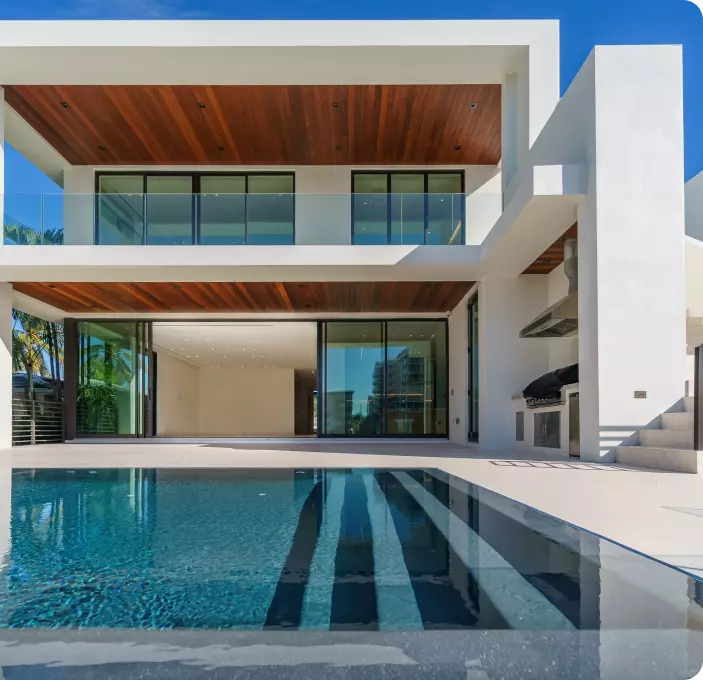 multi-storey building with a swimming pool