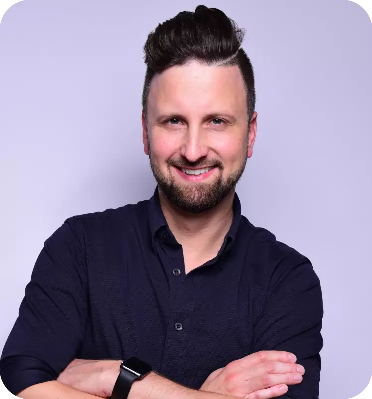 a man in a black shirt