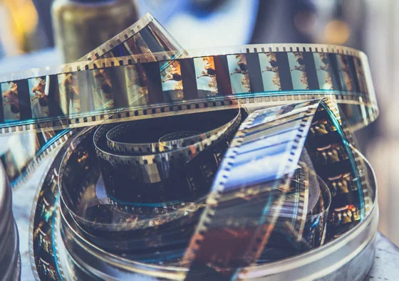 Unwound film with footage