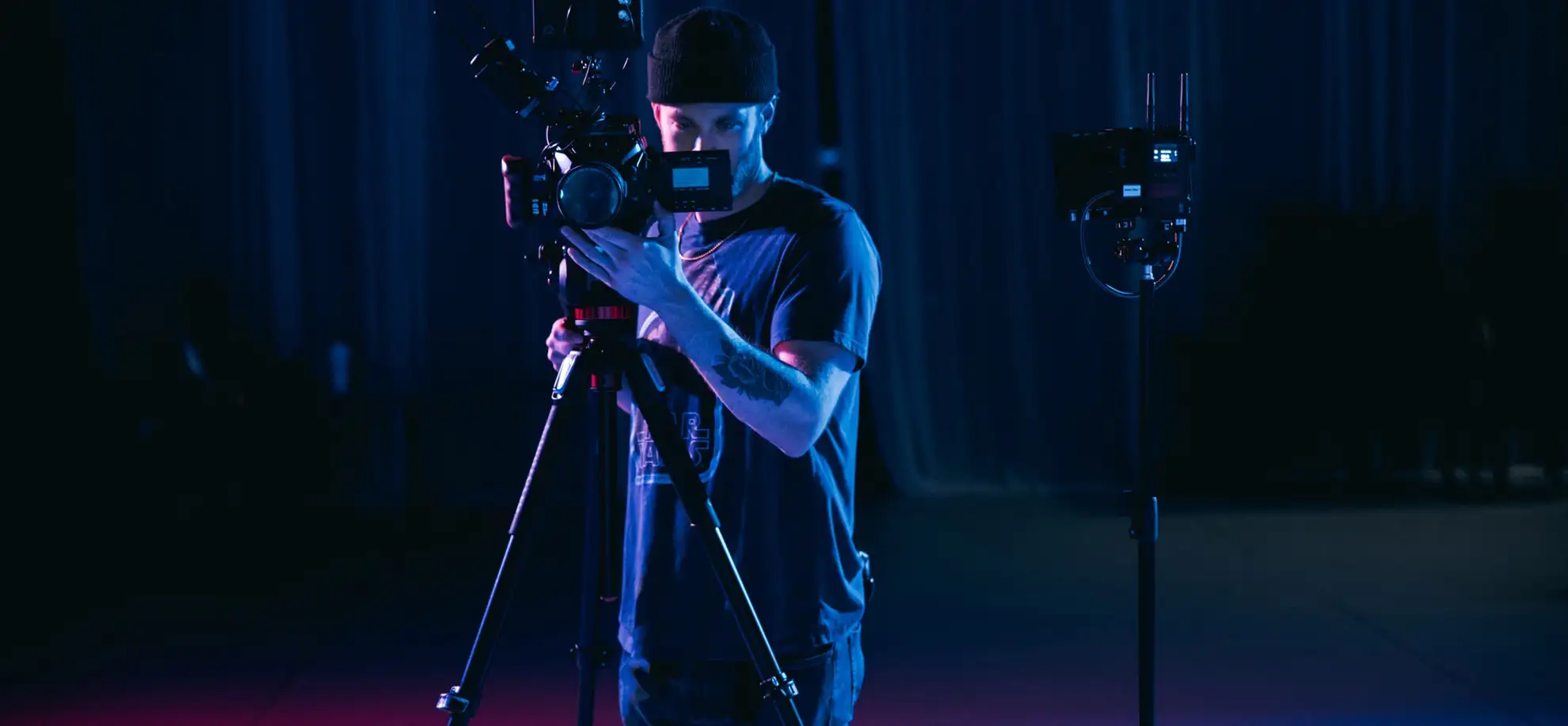 a man holding a camera