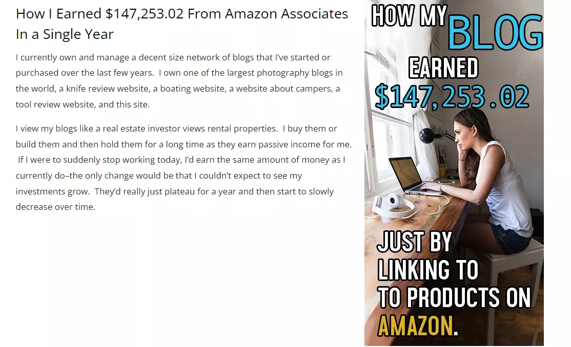 Example of affiliate marketing website