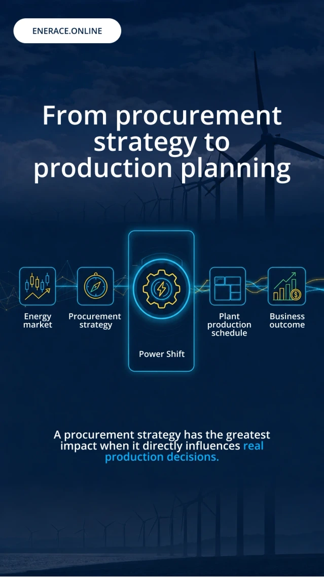 Enerace.online client panel showing the dedicated Strategy tab for managing corporate energy procurement.
