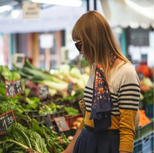Vegetables on the shelves