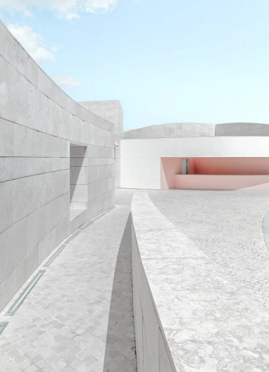 Light grey concrete construction on a rooftop