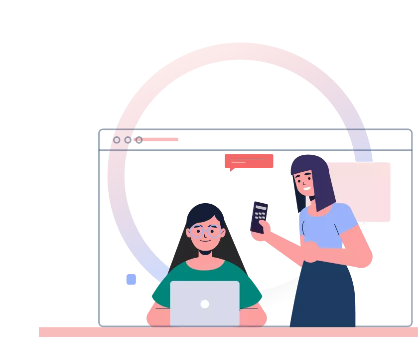 one girl is working on a laptop and the other is standing