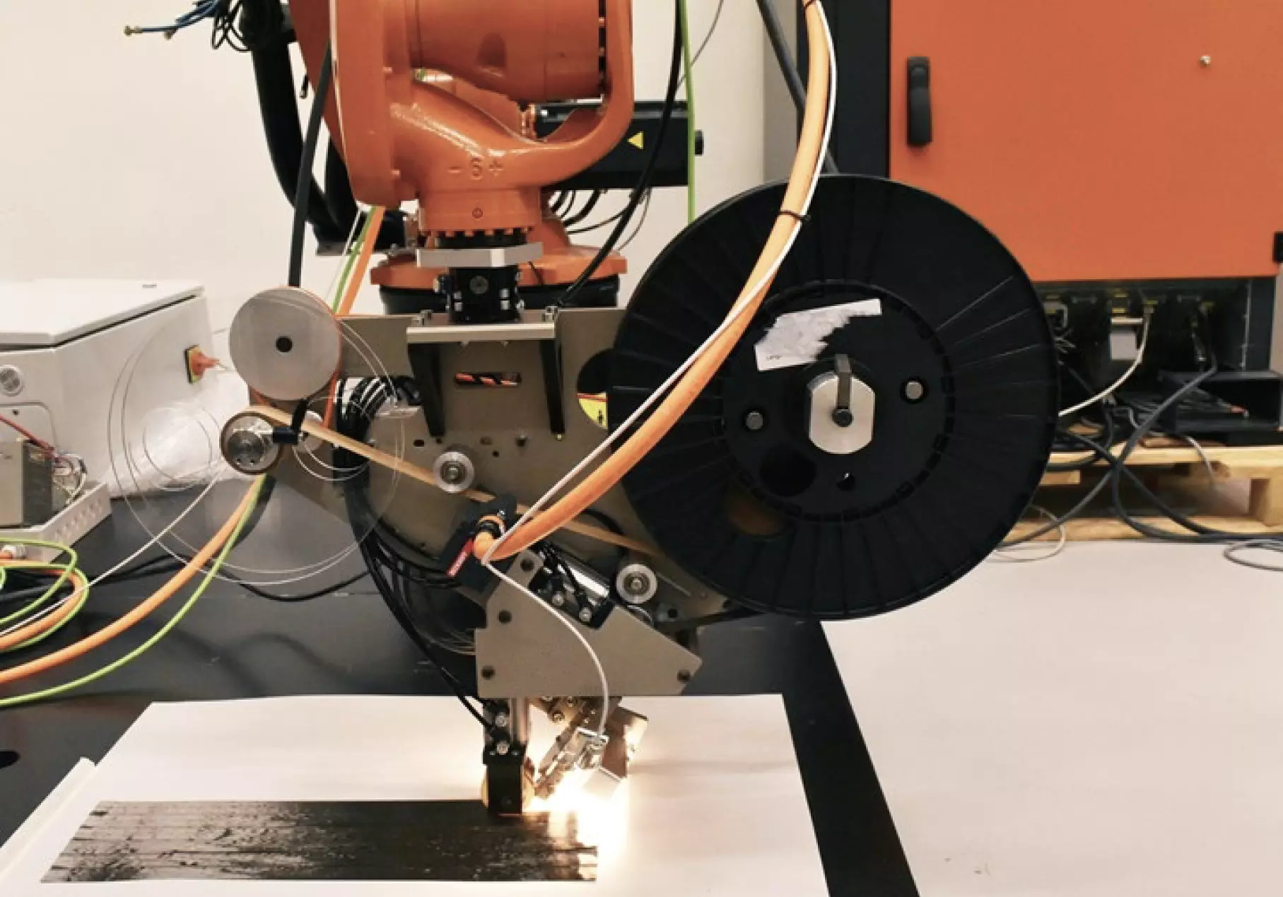 device of orange color in operation