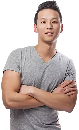 a guy in a gray T-shirt