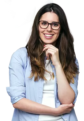 a girl with glasses