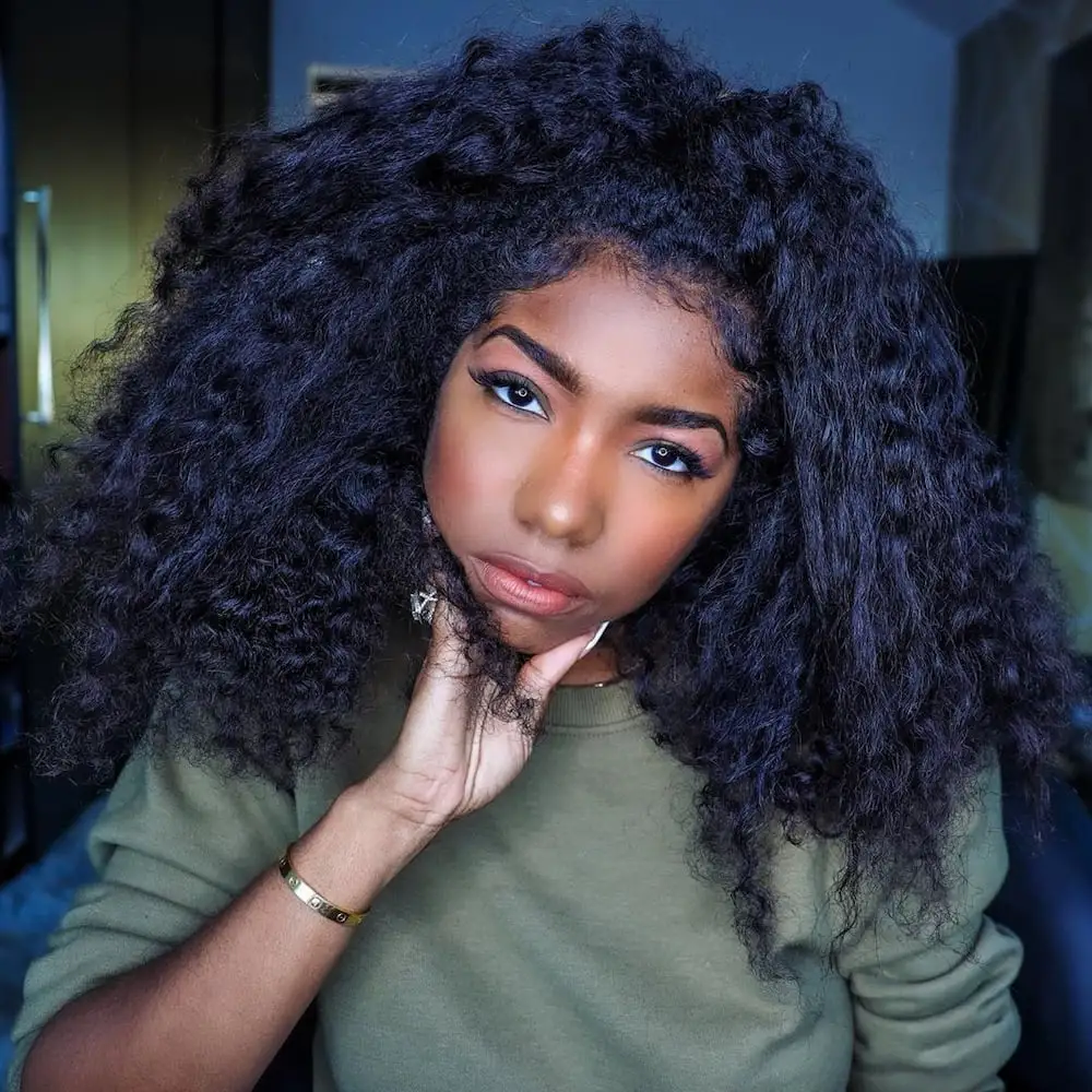 a girl with curly hair