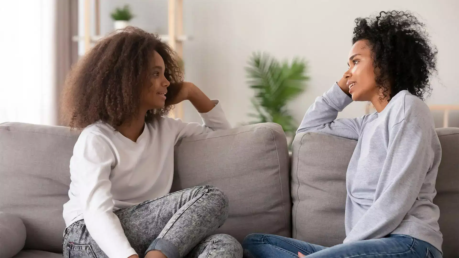 two girls are talking