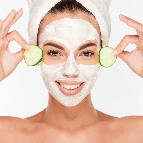 a girl with a face mask