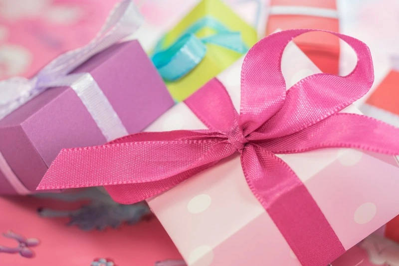 gifts are packed in boxes of different colors