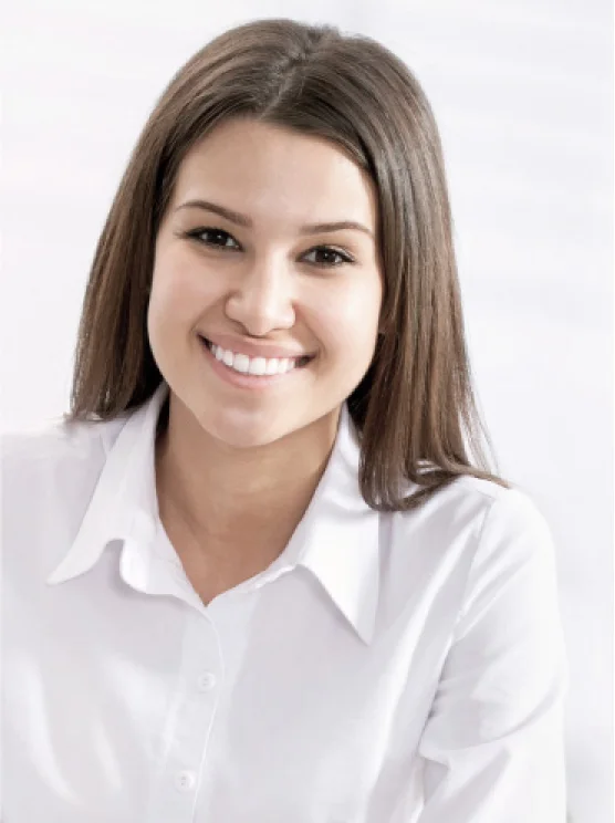 a girl in a white shirt