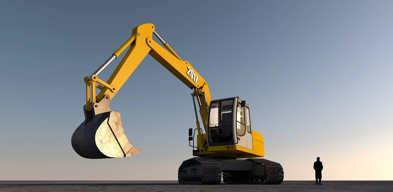 excavator with a bucket