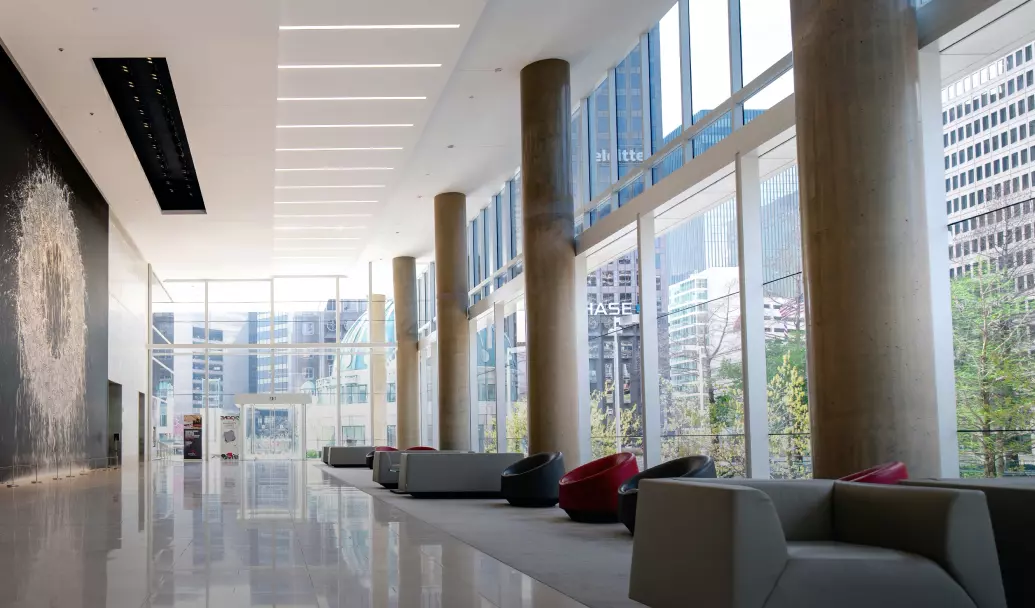 large room with panoramic windows