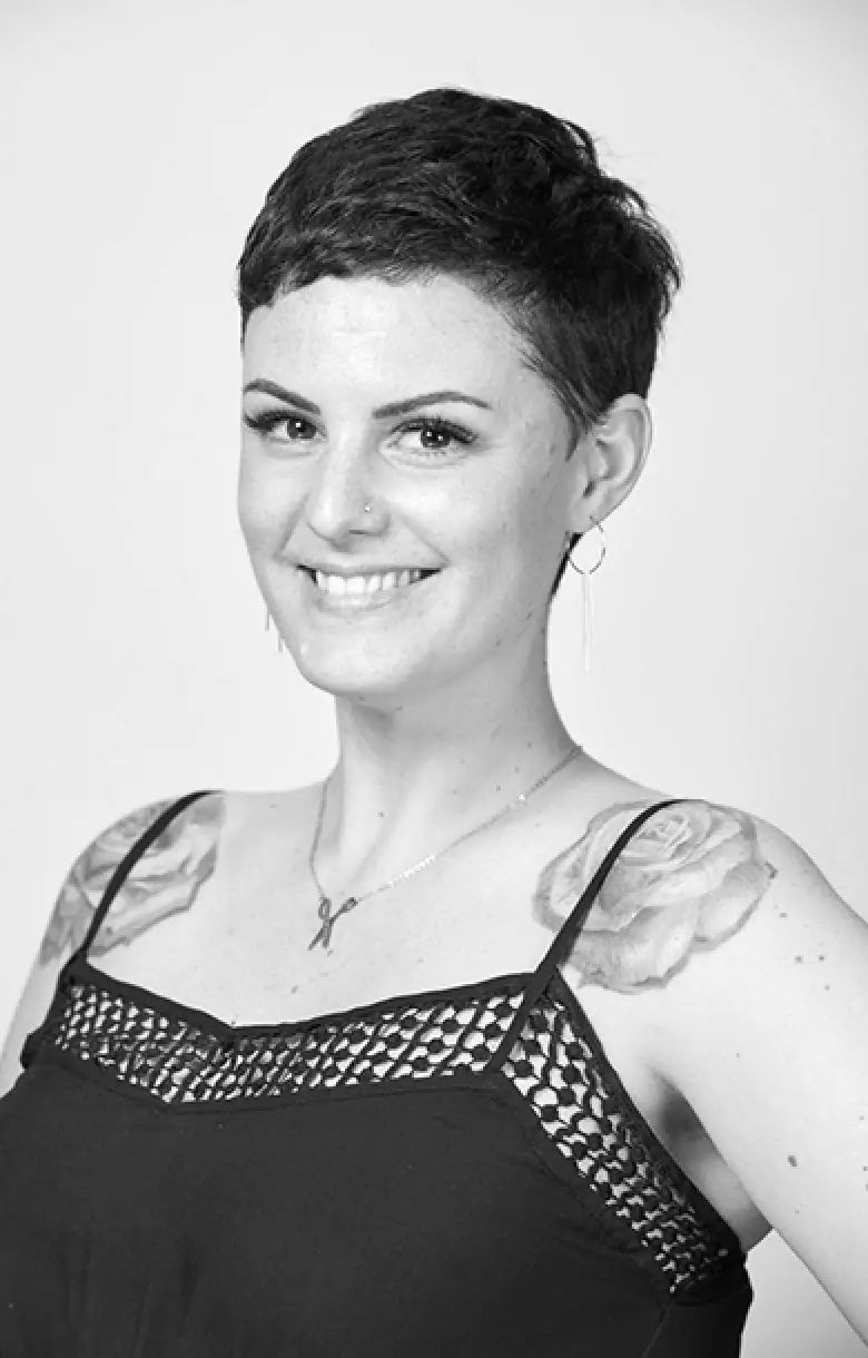 a girl with a short haircut