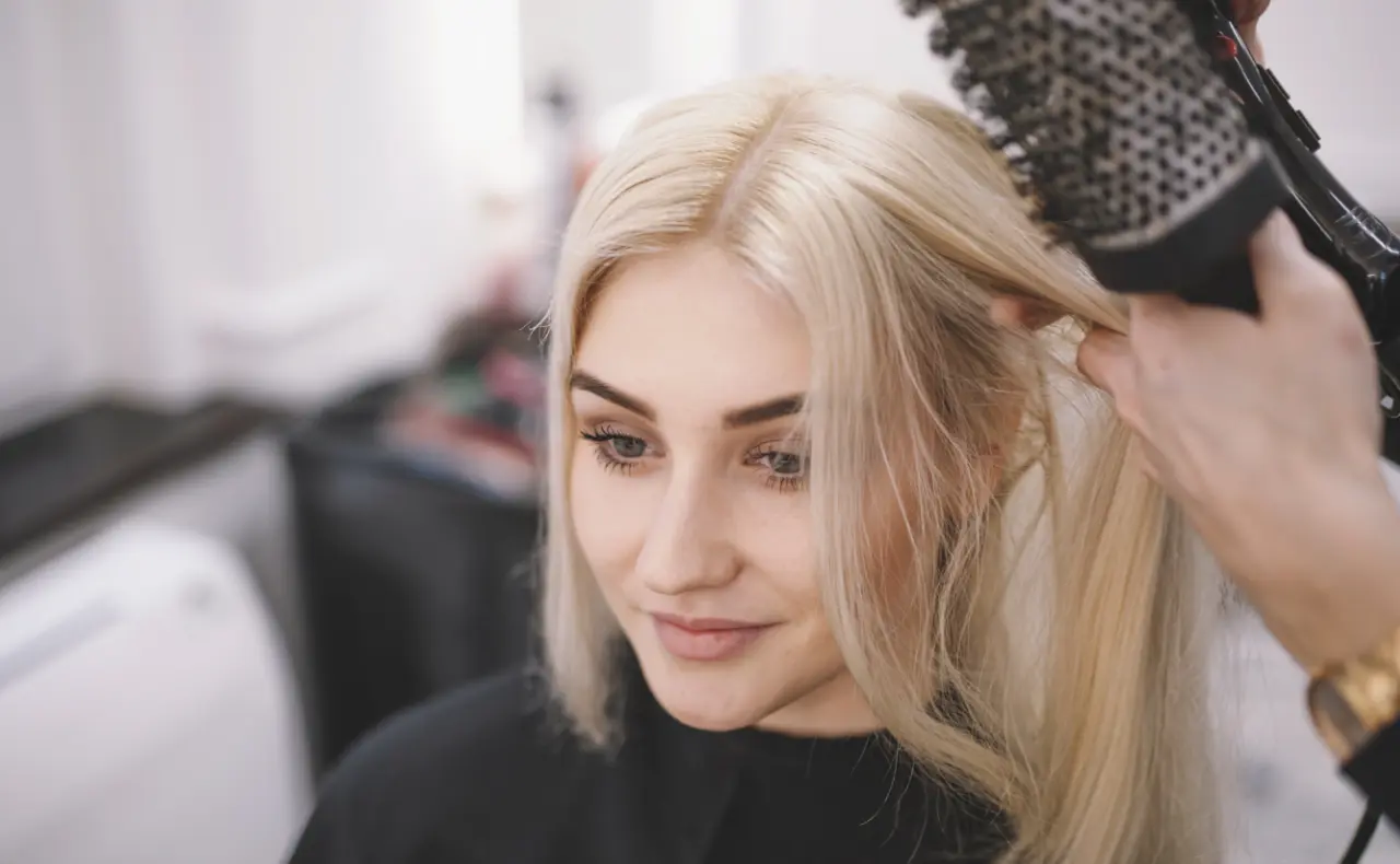 the girl's hair is styled