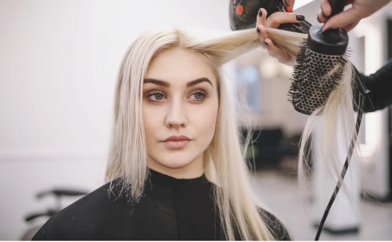 the girl's hair is styled