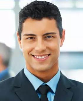 the man smiles