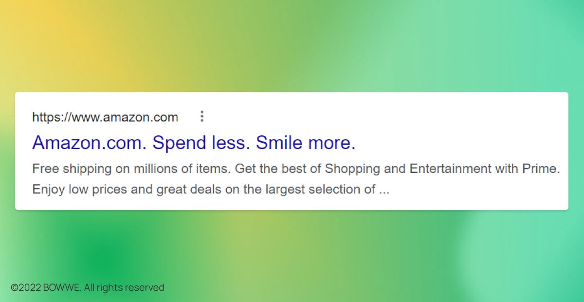 Graphic: Meta description example - Amazon