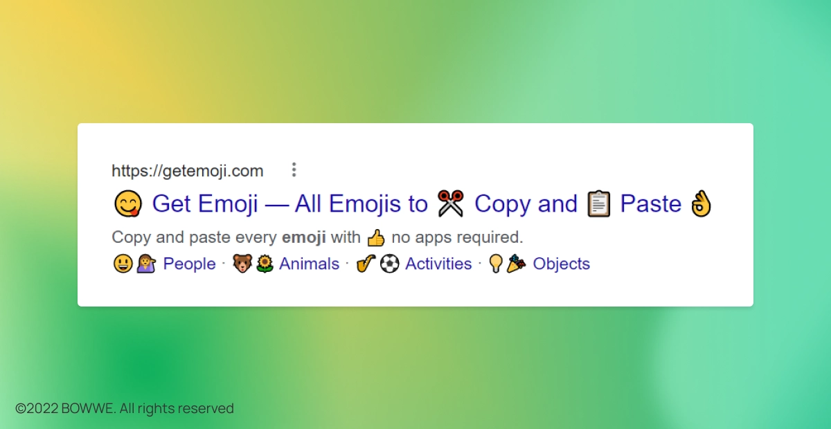 Graphic: Meta description example - getemoji 