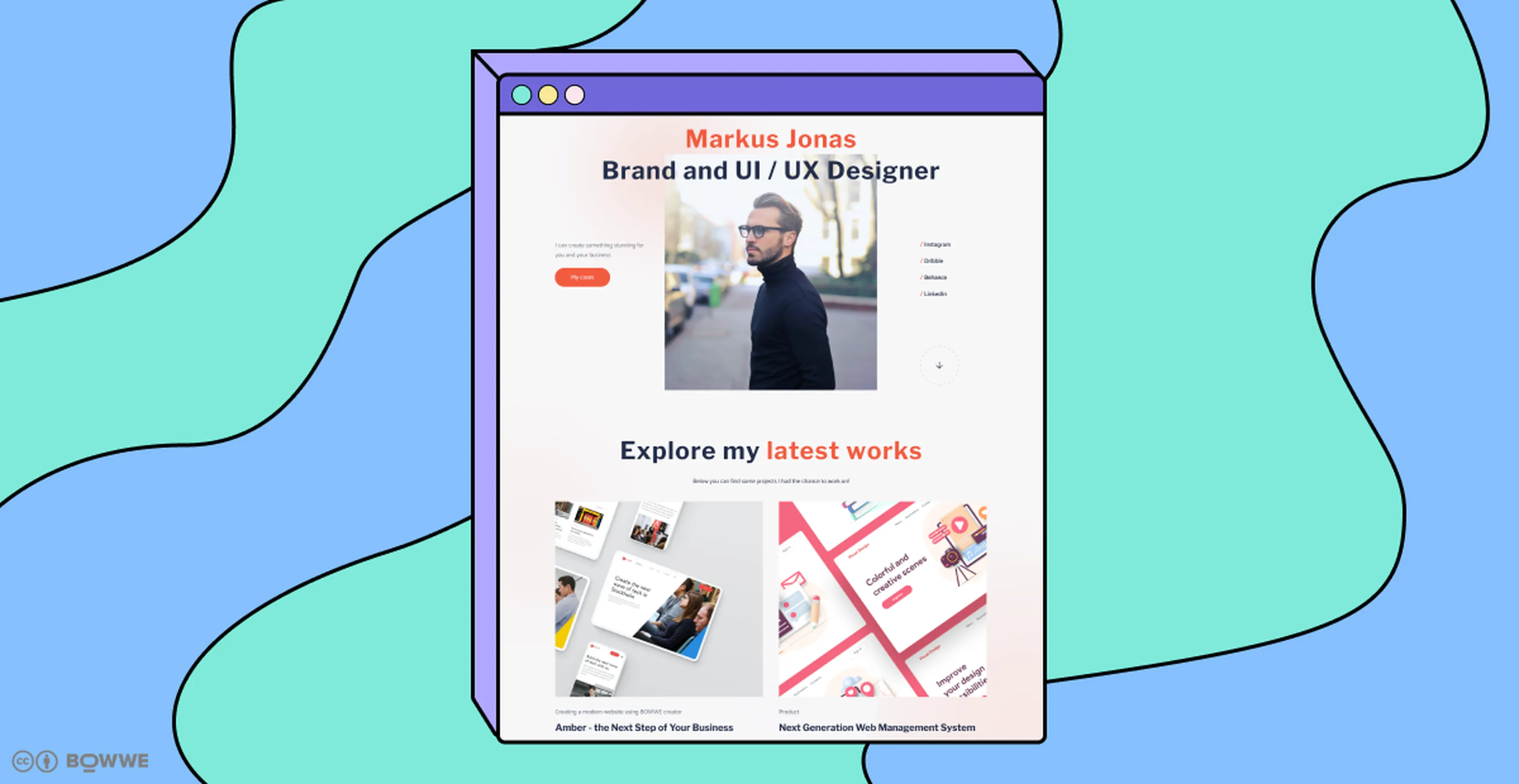 Screenshot of Banner and "Skills" section from BOWWE Portfolio Template 