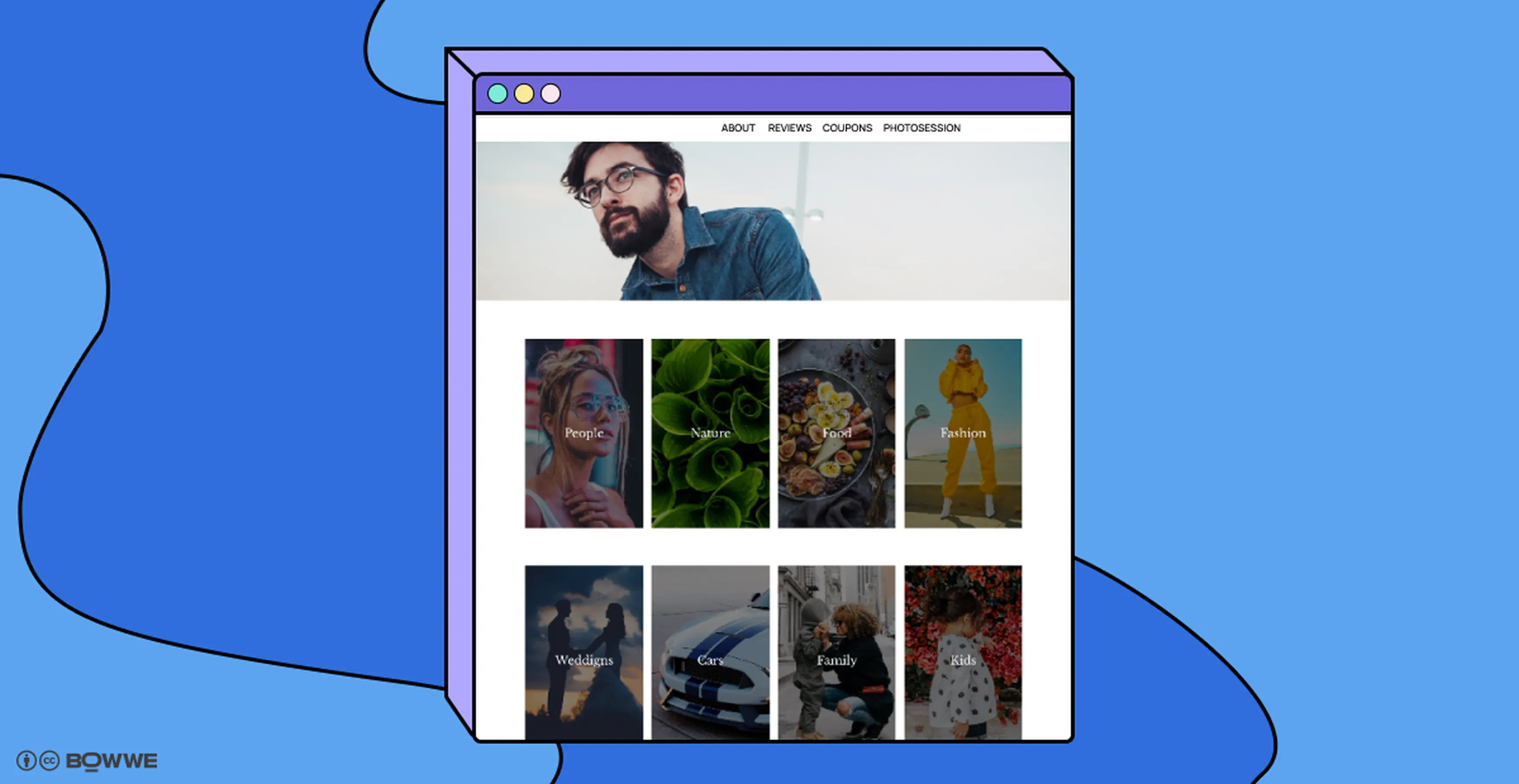 Captura de pantalla de "Galería" de la plantilla de portafolio BOWWE