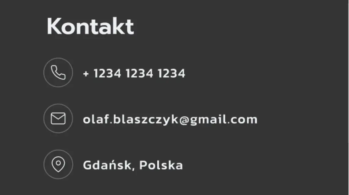 CV Stażysty - sekcja  " Kontakt"