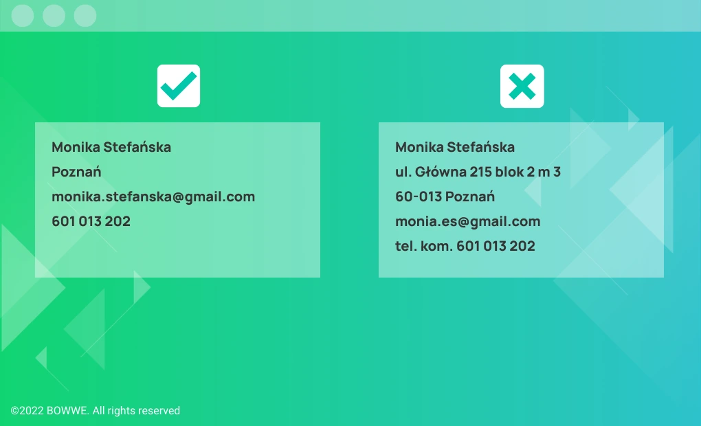 Do&Dont's - Podstawowe dane, CV Stażysty