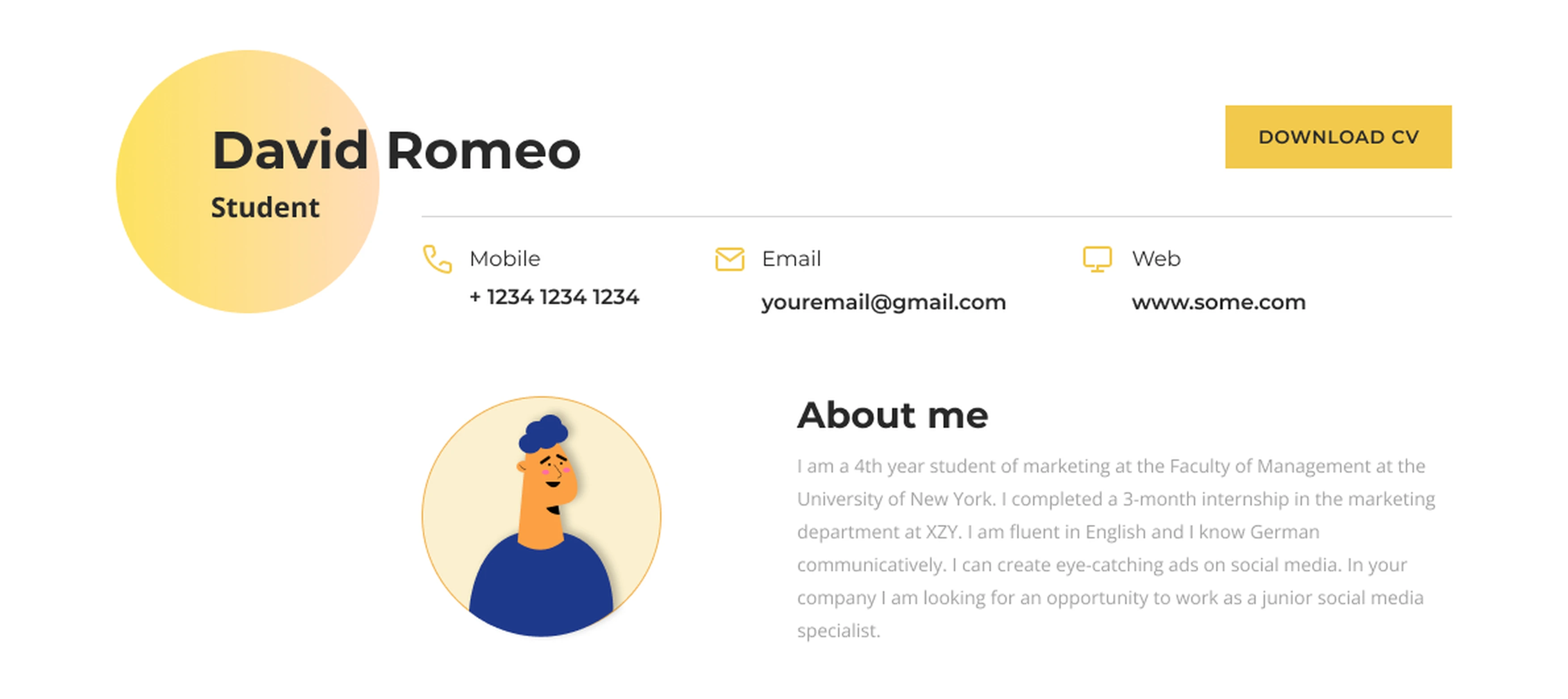 Intern CV Example - Introduction
