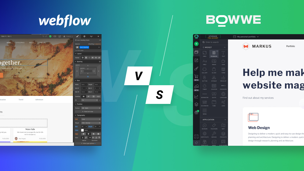 Screen of BOWWE Website Builder and Webflow