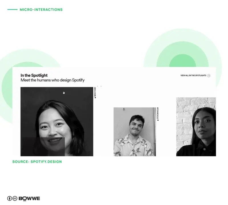 صورة متحركة تظهر التفاعلات الصغيرة على spotify.design