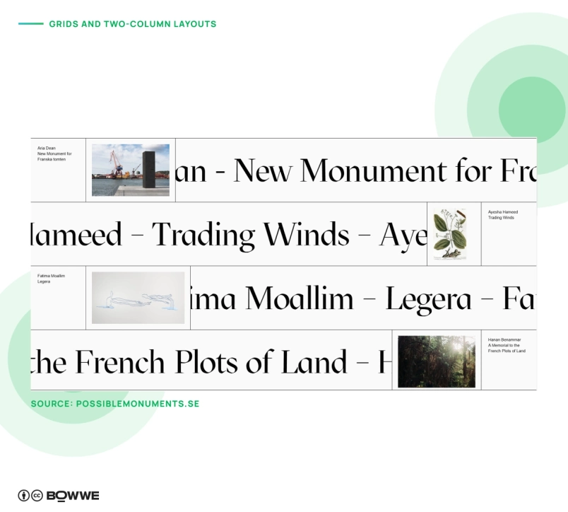 لقطة شاشة من موقع possiblemonuments.se تعرض صورًا بتنسيق غير متماثل