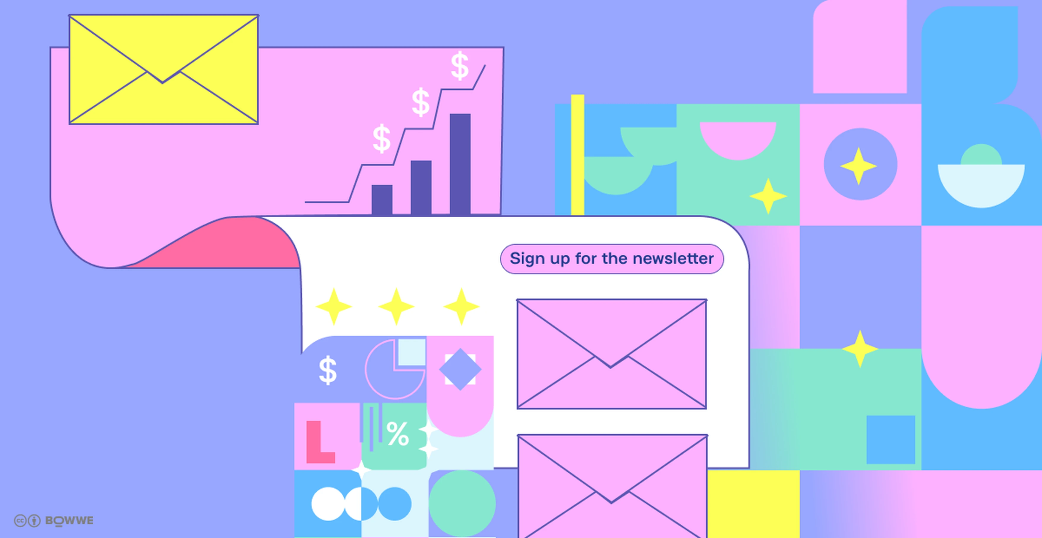 An unfolded letter surrounded by postcards. 