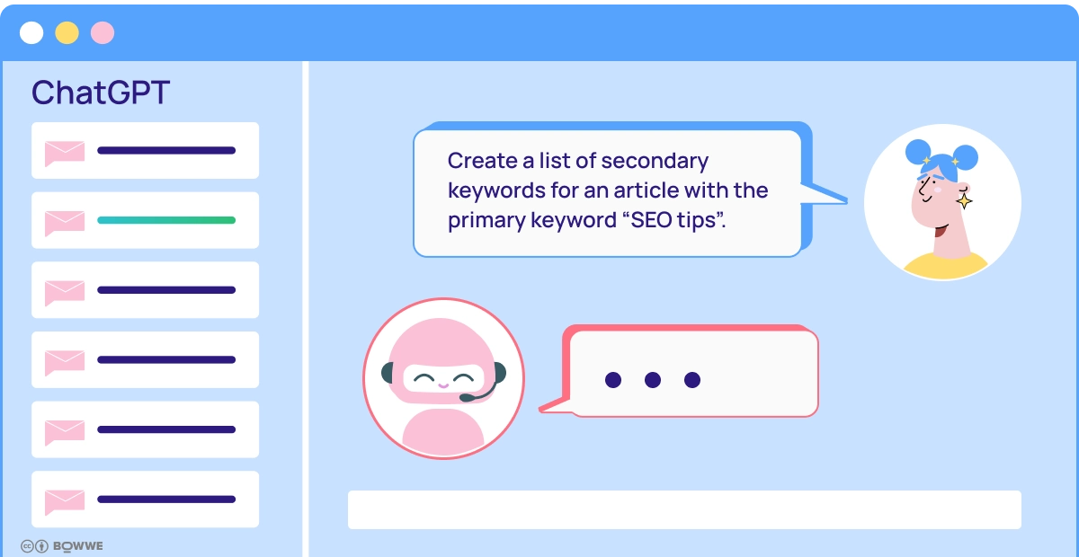 A chat window where on one side is a window with a robot on the other with a girl. 
