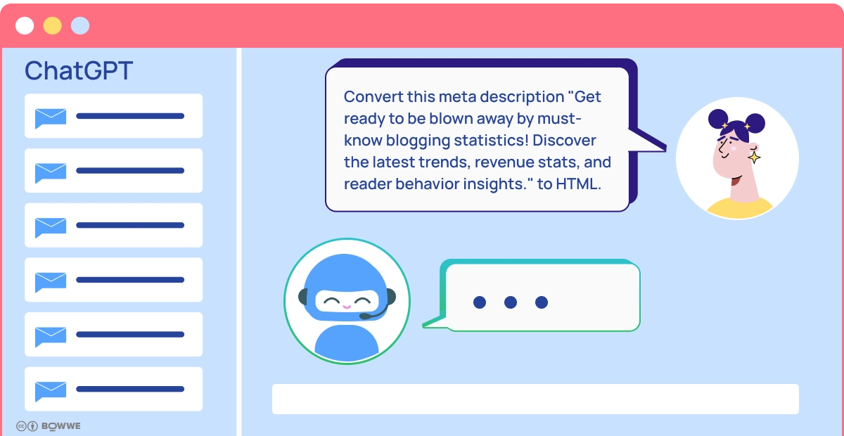 A chat window where on one side is a window with a robot on the other with a girl. 