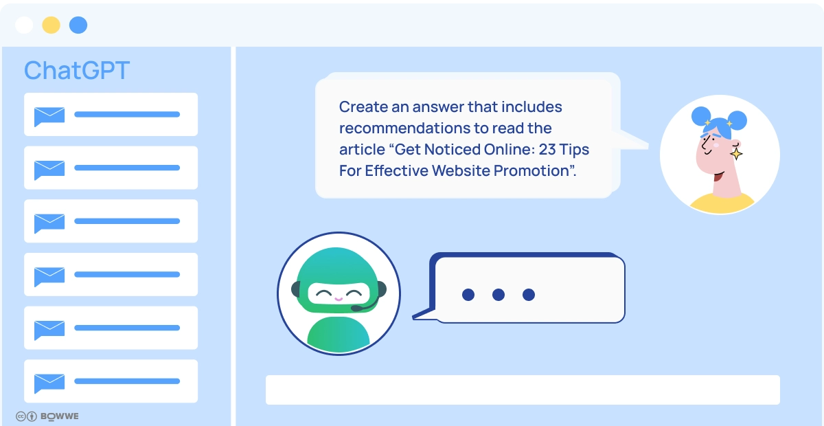 A chat window where on one side is a window with a robot on the other with a girl. 