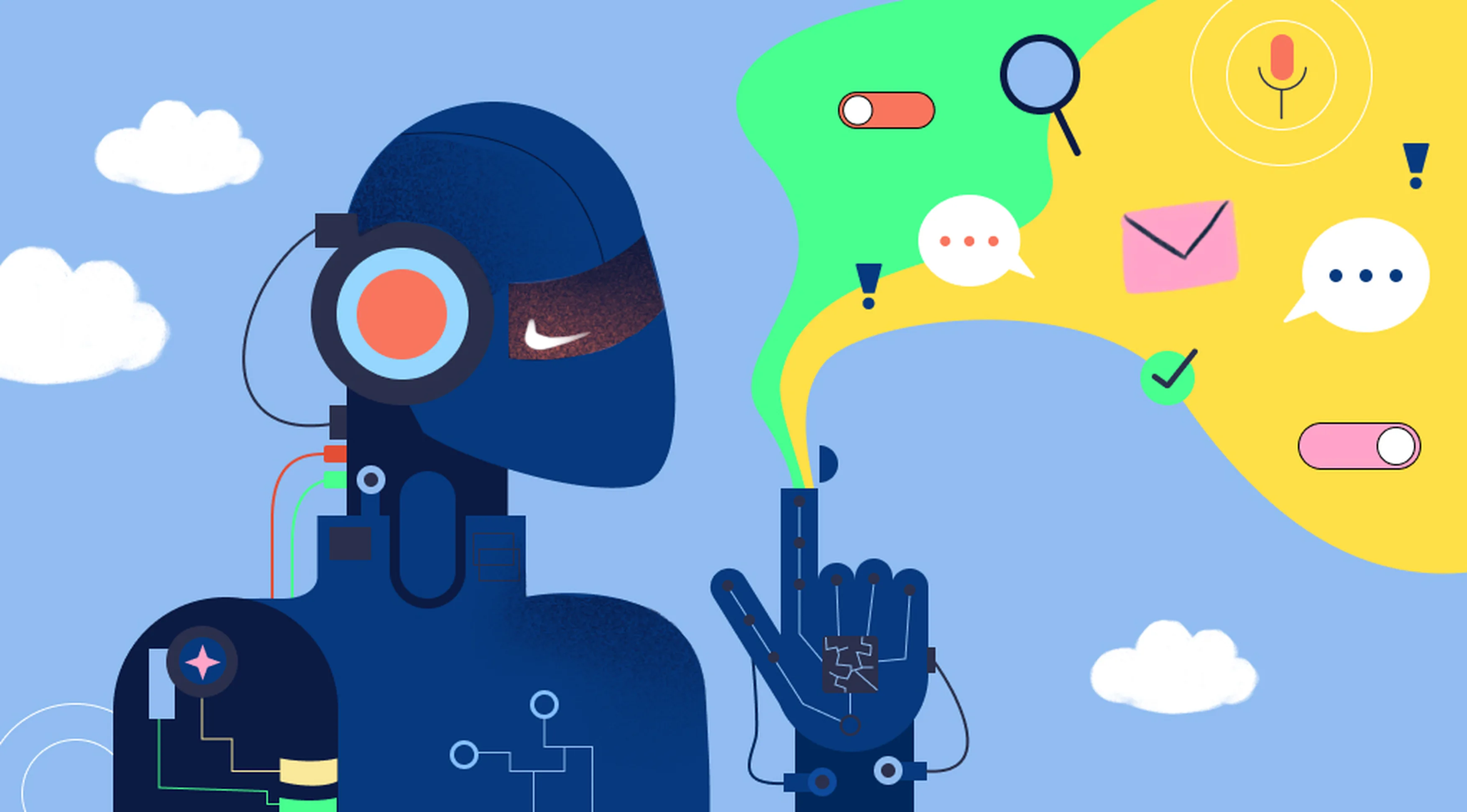Robot with tools icons