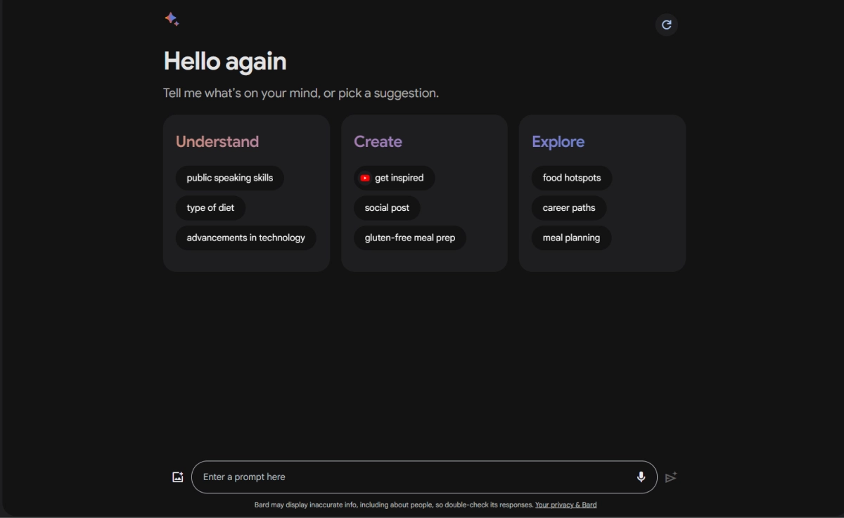 Screenshot of Google Bard 