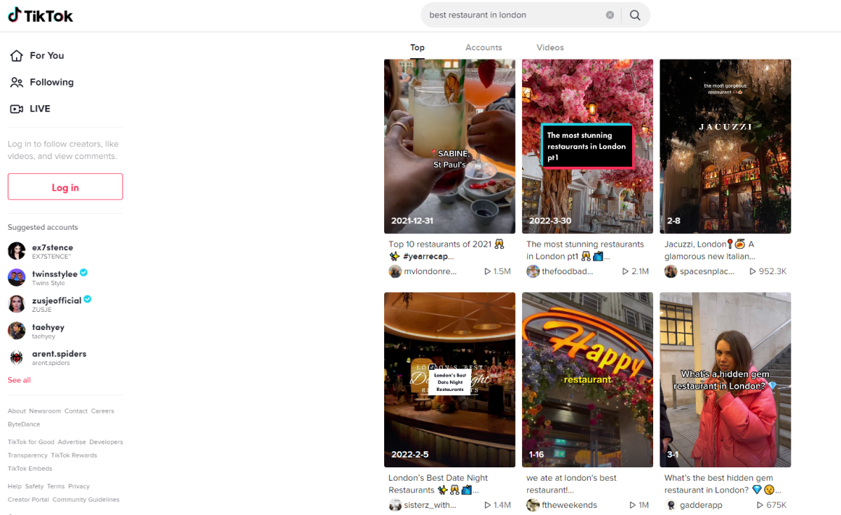 Screenshot with TikTok videos