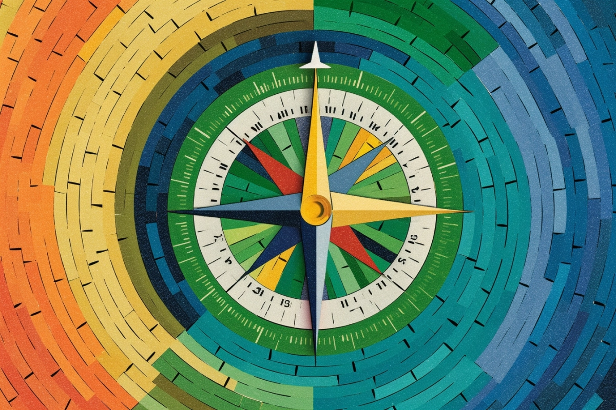Mosaic with a compass