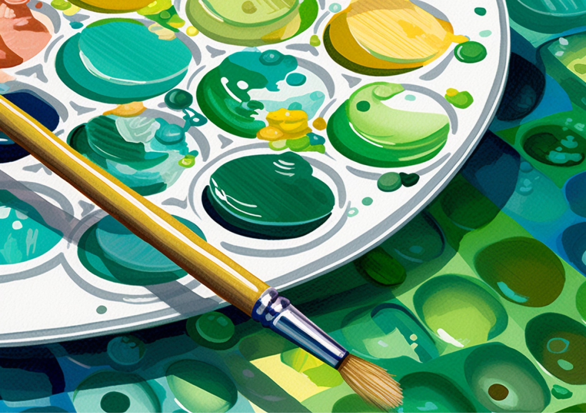 Palette with paints 