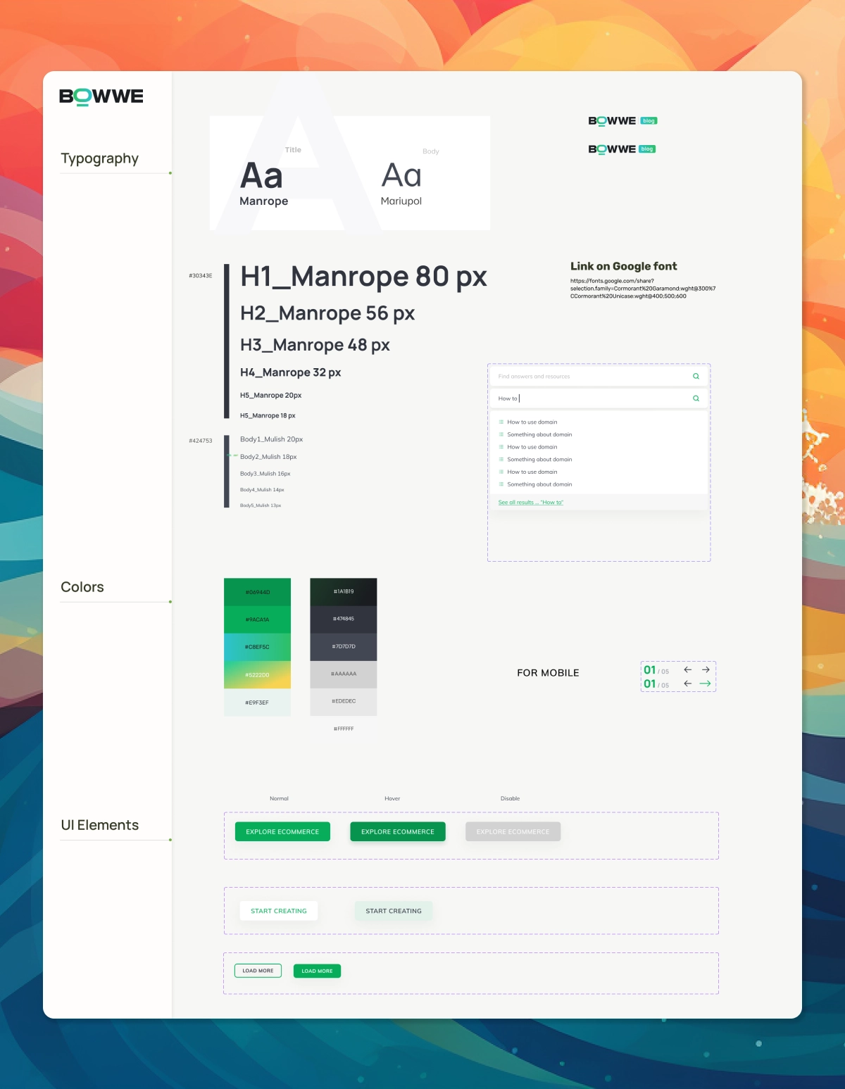 Frame with basic mockup of website 