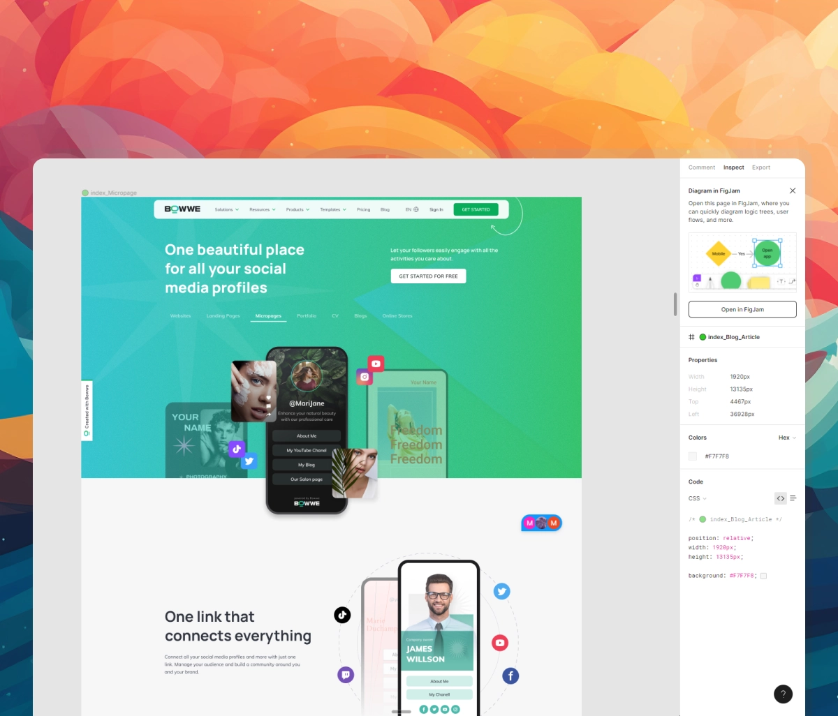 Mockup page with Micro Pages templates