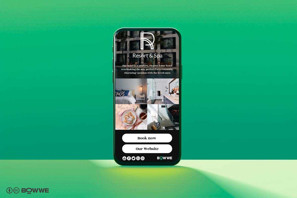 Standing phone with Micro Page for resort on screen