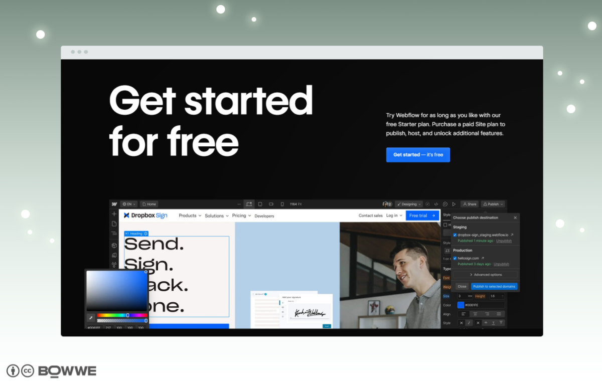 Screenshot der Website von Webflow