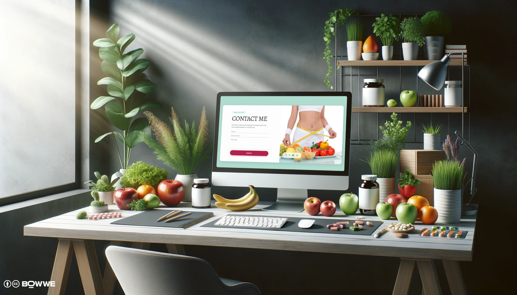 monitor with dietitian website template with section "Contact"