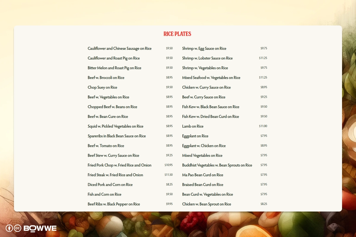 Screenshot from restaurant menu - Great New York Noodle Town